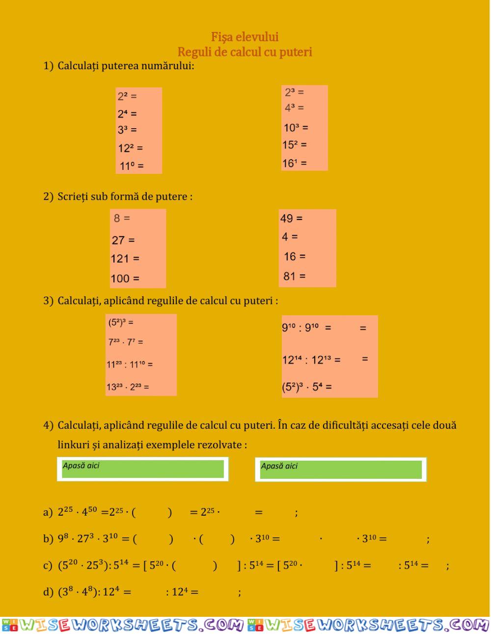 Reguli de calcul puteri-2-clasa VI