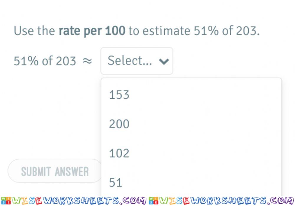 30-9: estimate with percents using the rate per 100 method