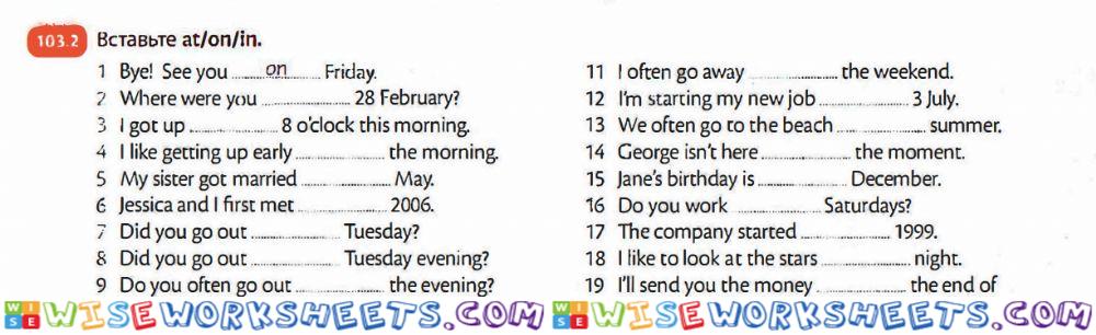 Time Prepositions