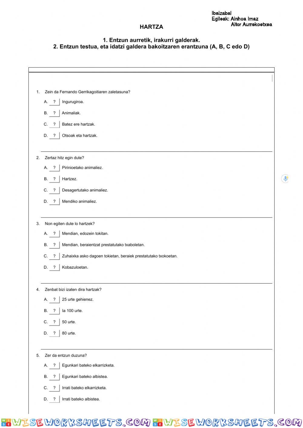 worksheet