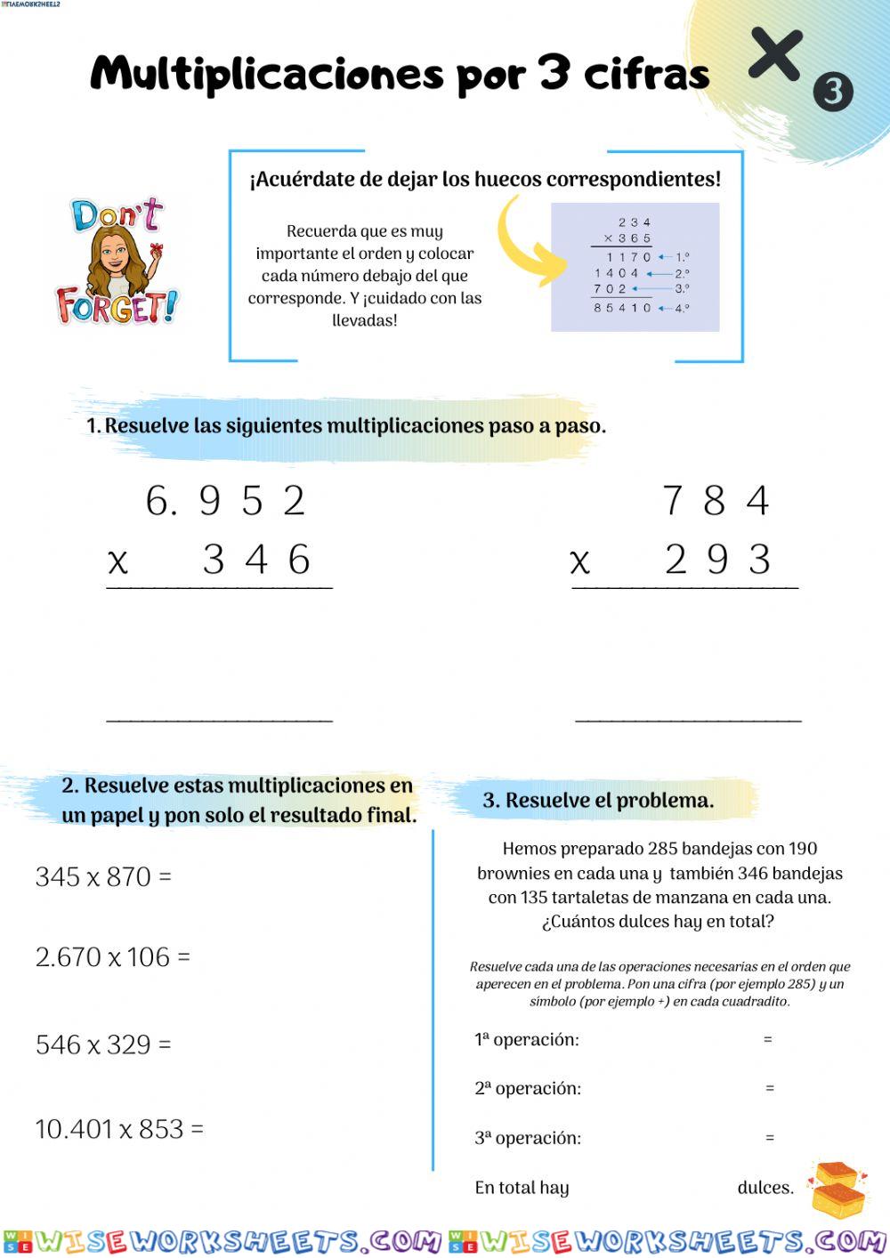 Multiplicaciones por tres cifras