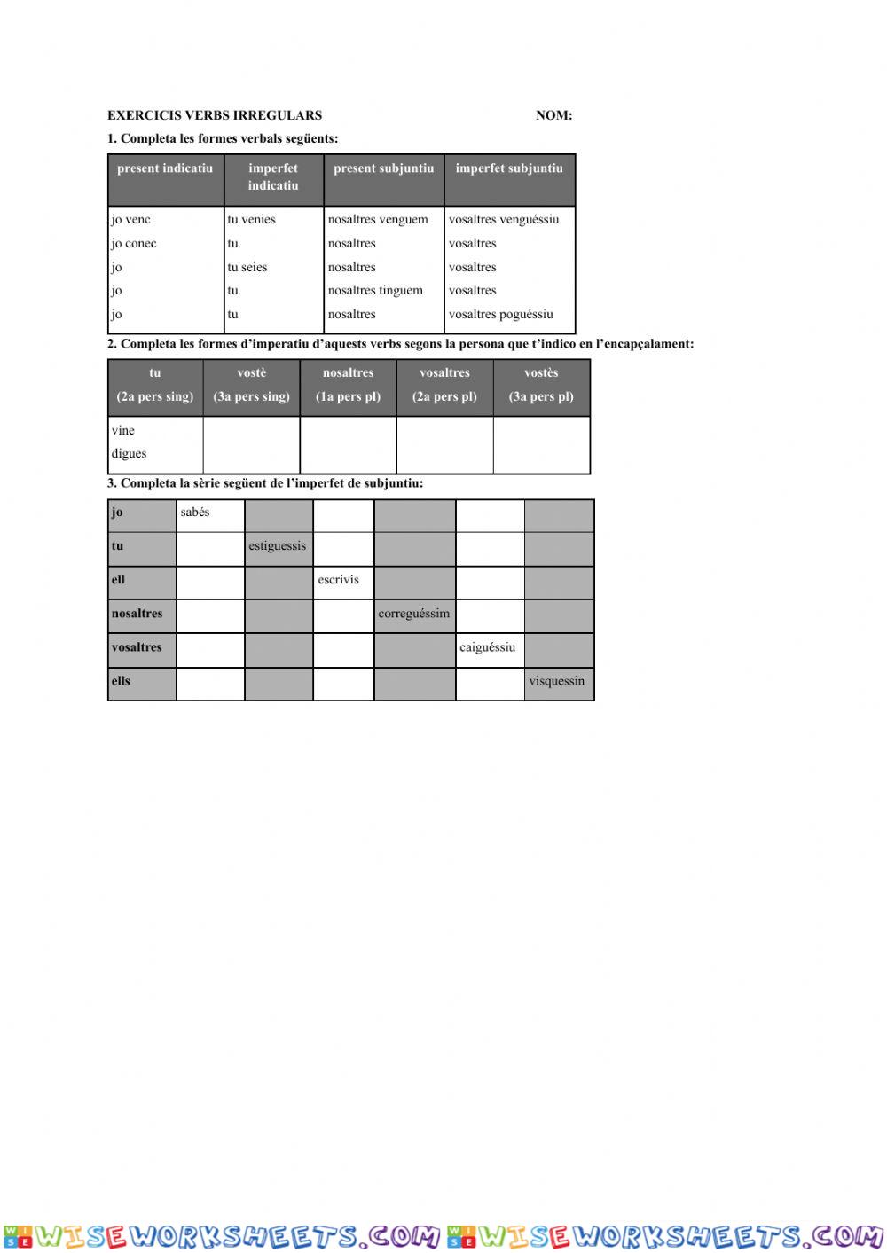 Verbs irregulars