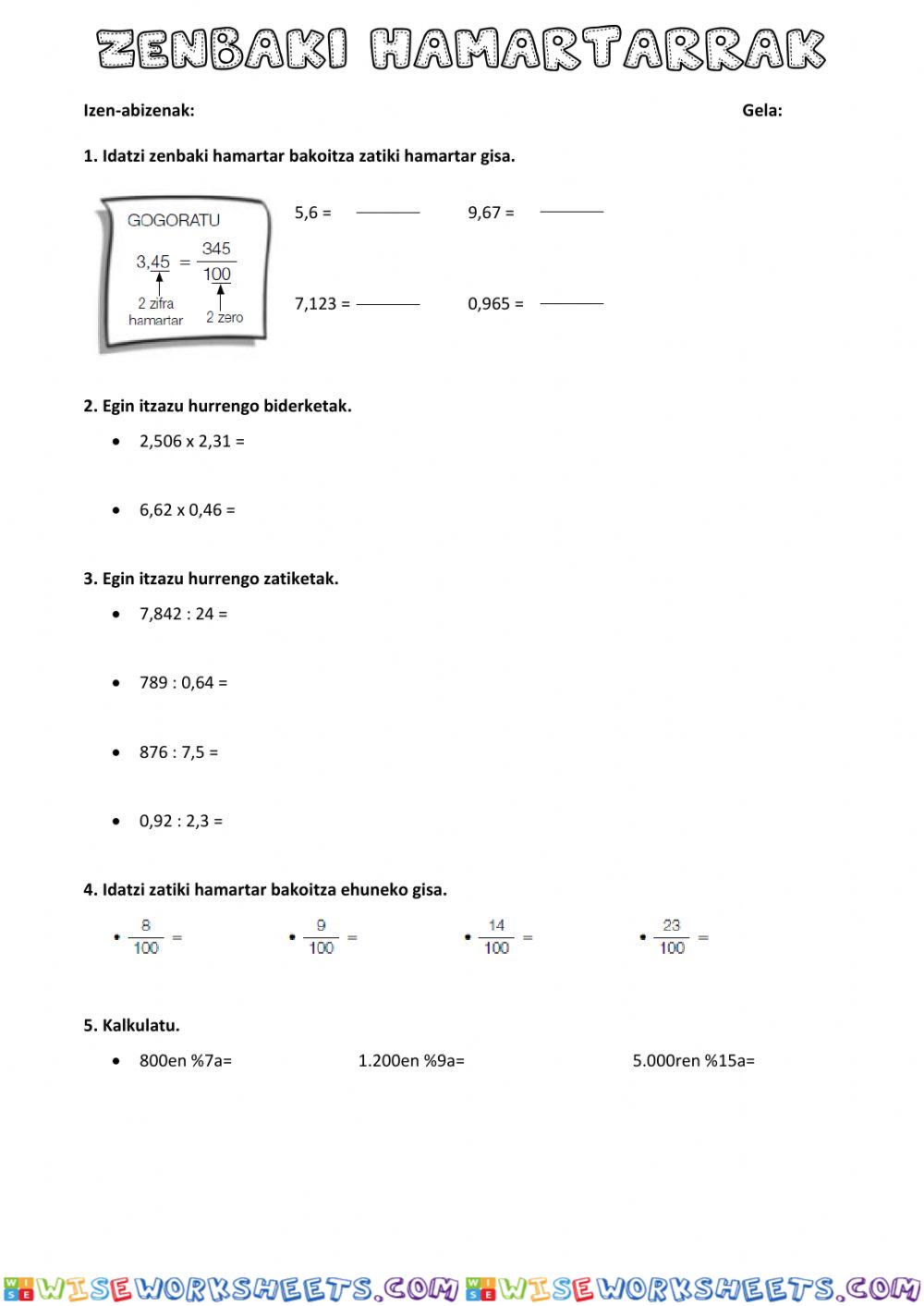 worksheet