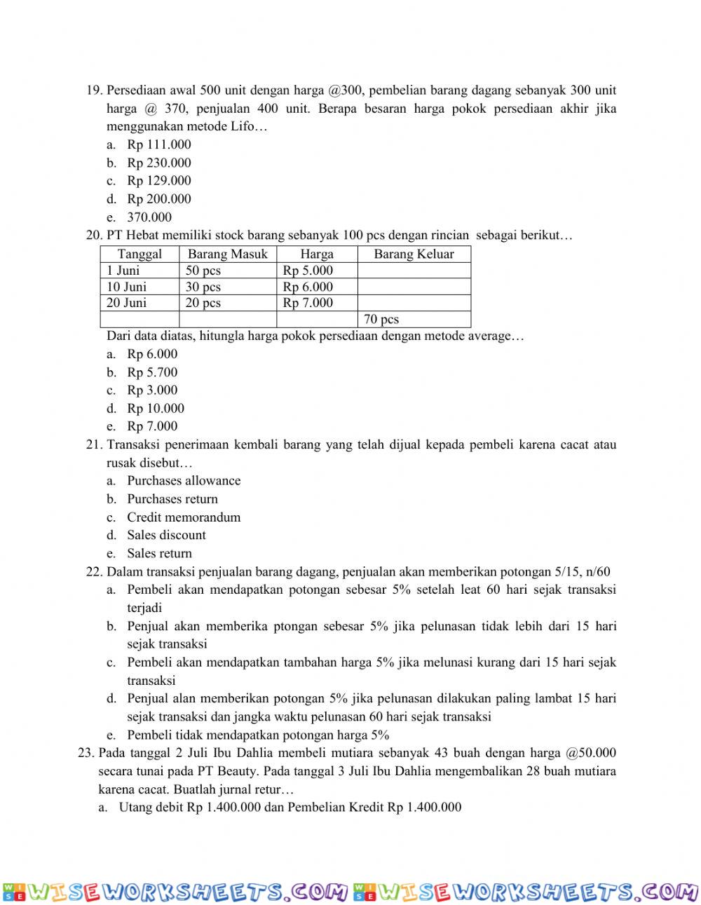 worksheet
