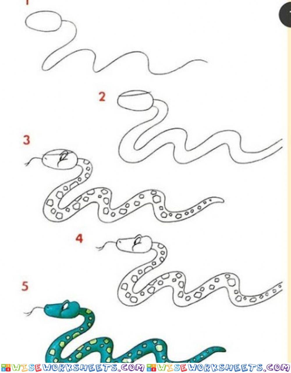 Pasos para dibujar una serpiente