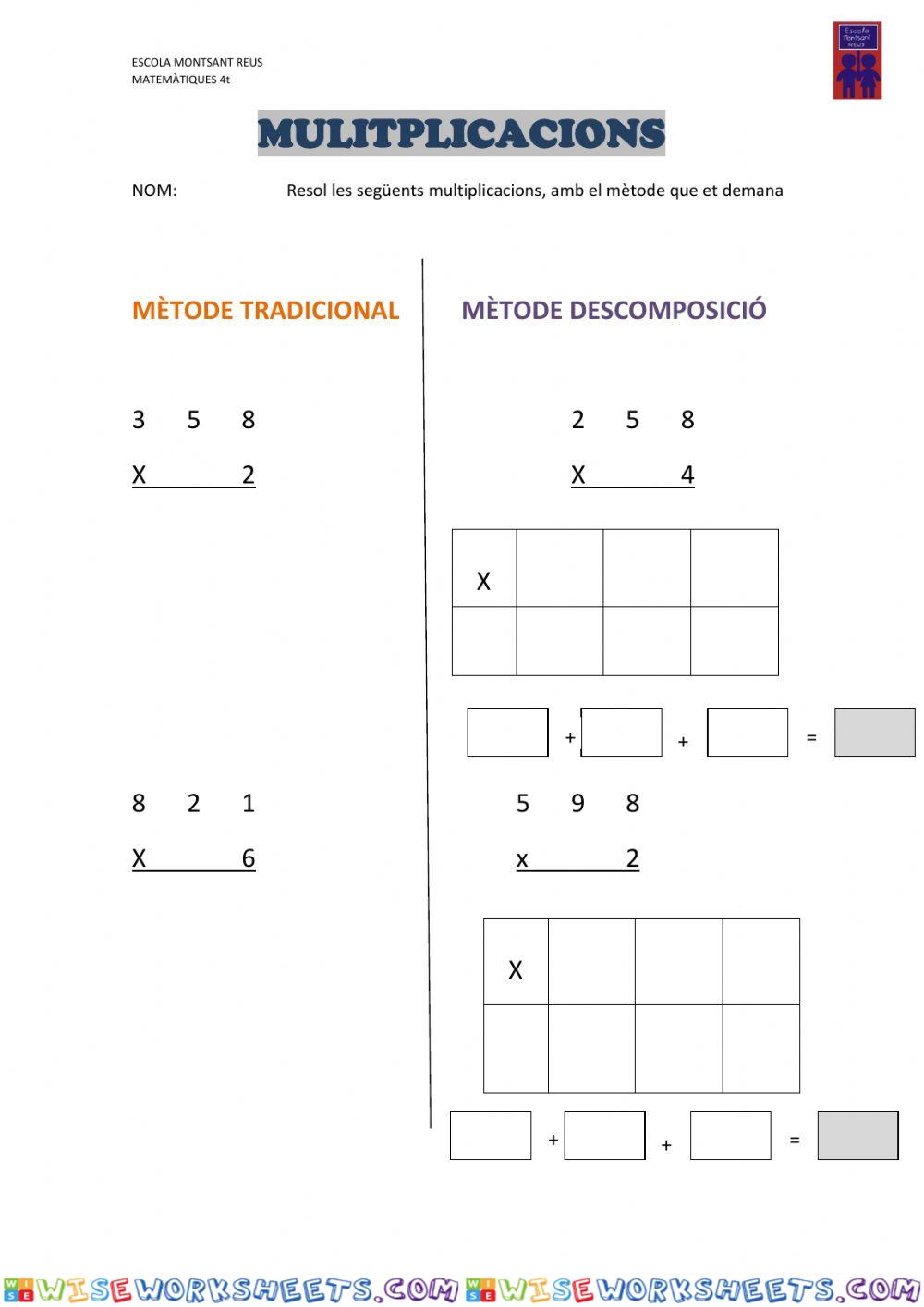 Multiplicacions 2 mètodes