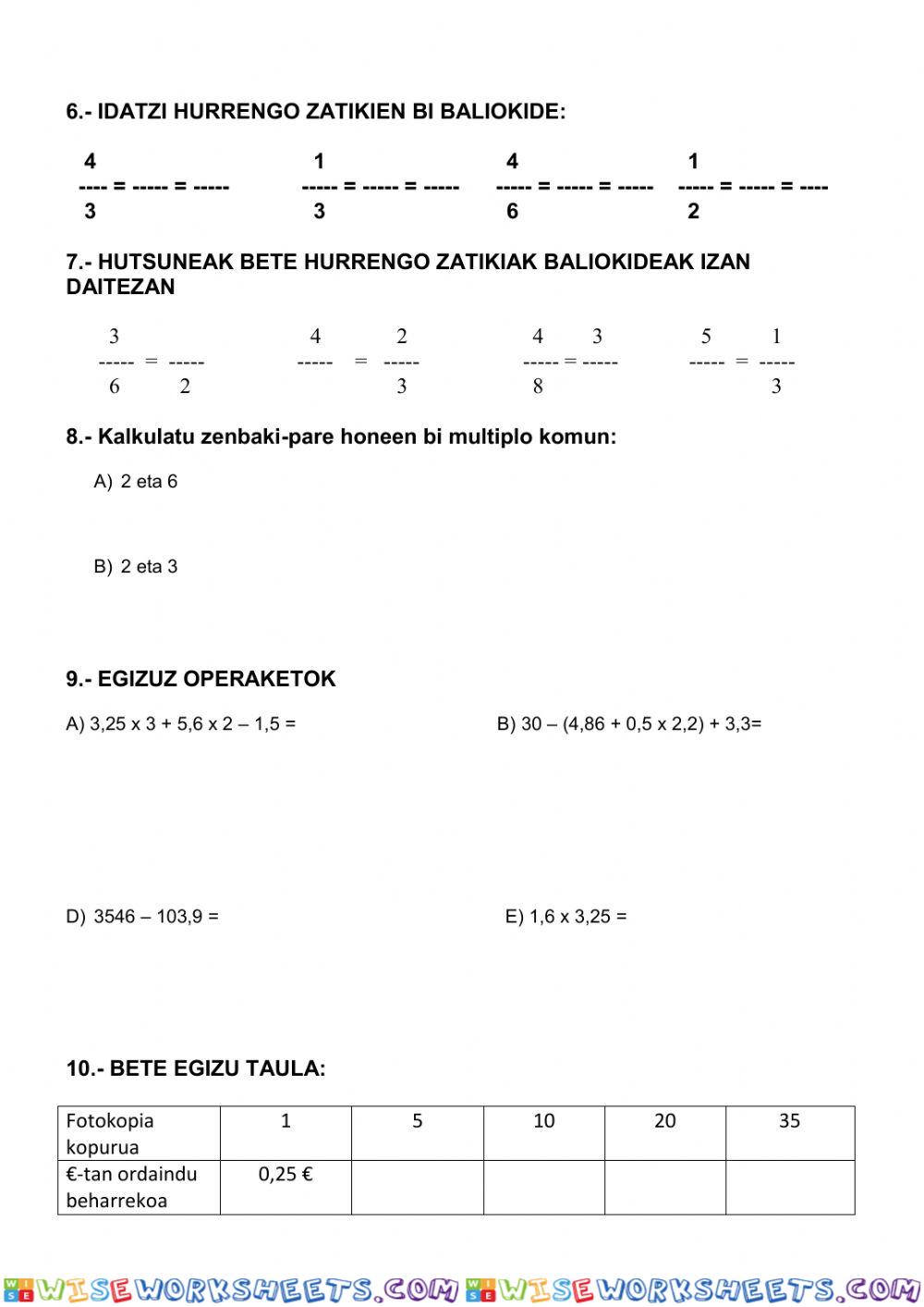 worksheet