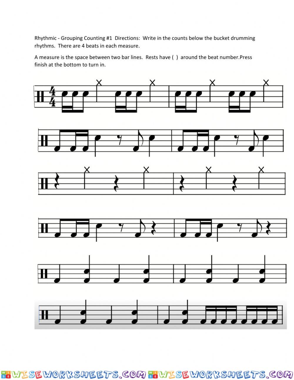 High Hopes Bucket Drumming Rhythm Counting Worksheet