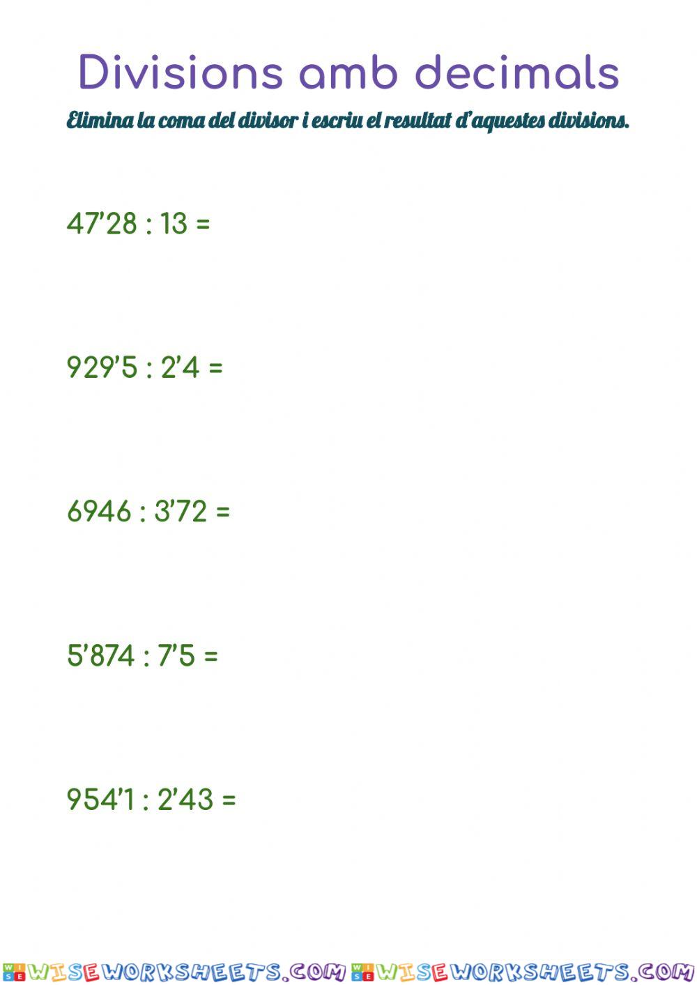 Divisiona amb decimals