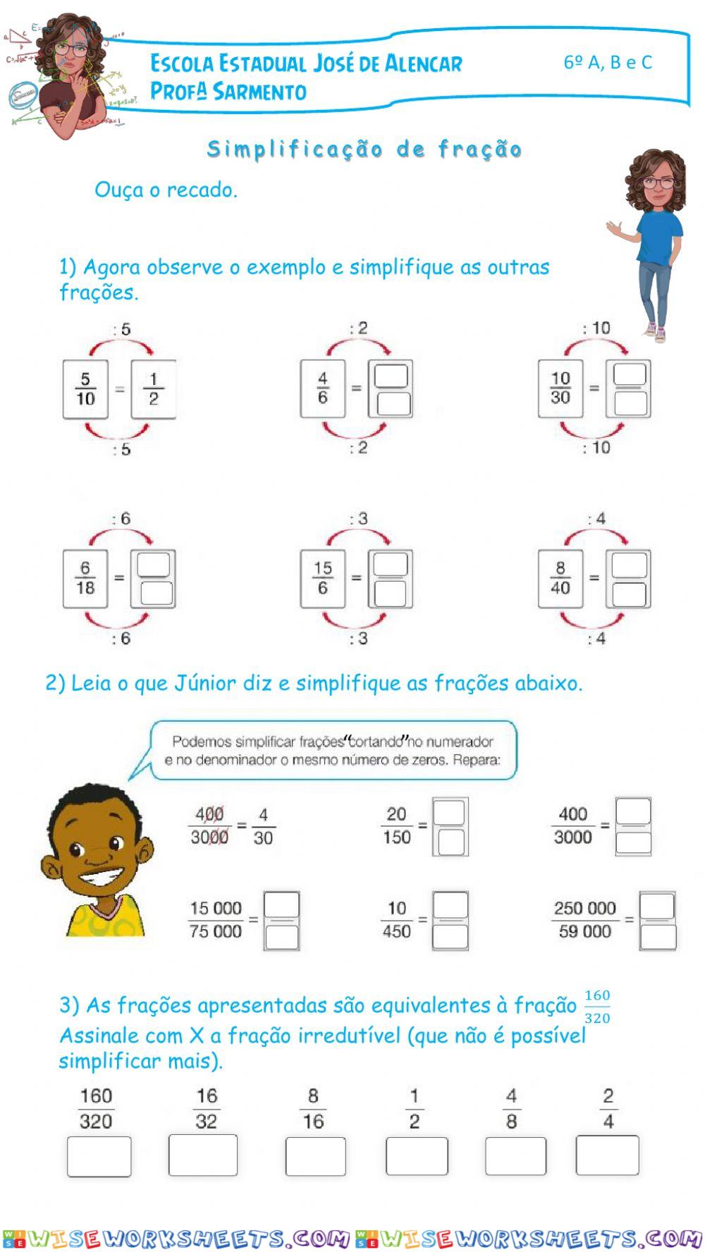 Simplificação de frações