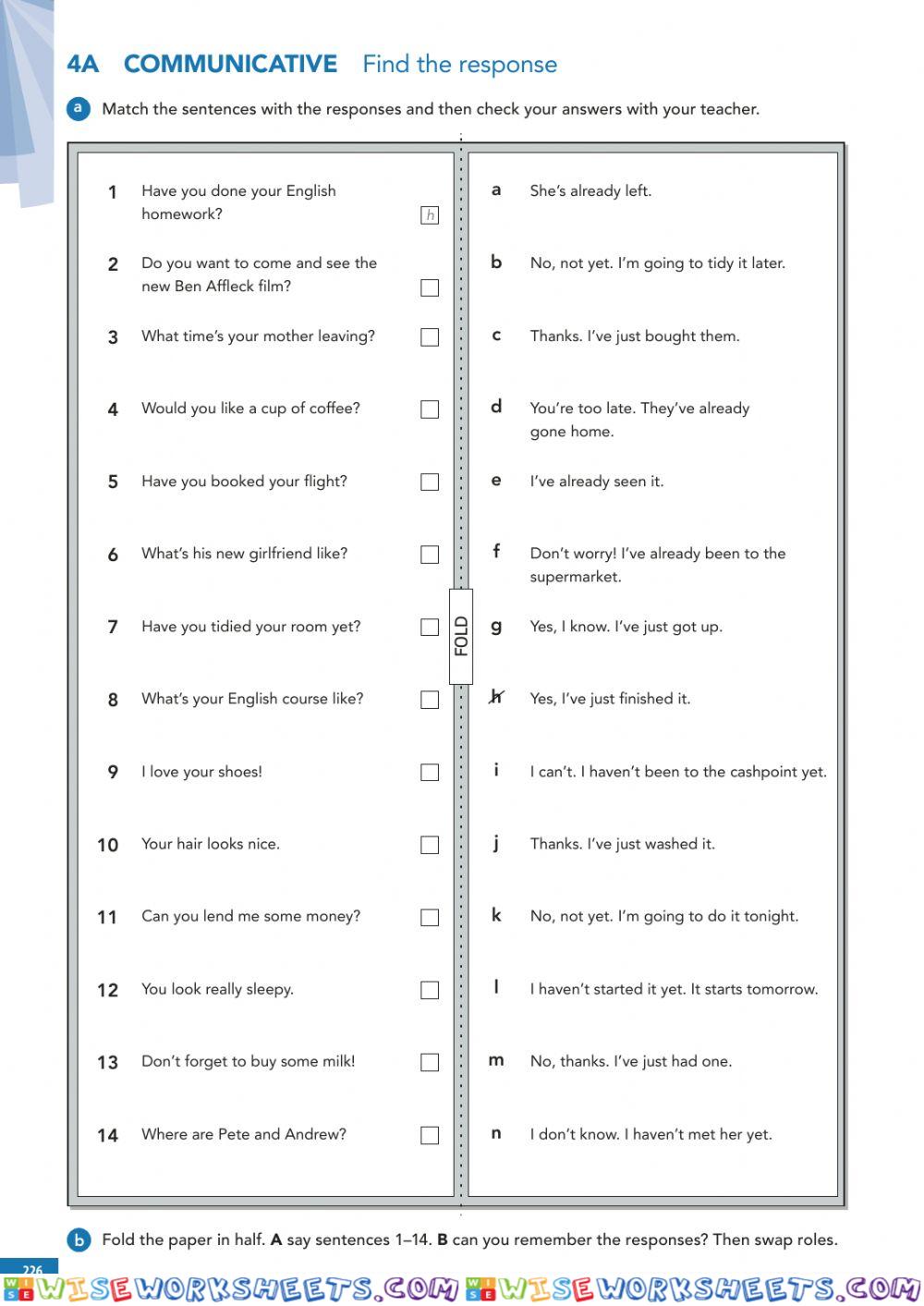 New english file Unit 4A Communicative