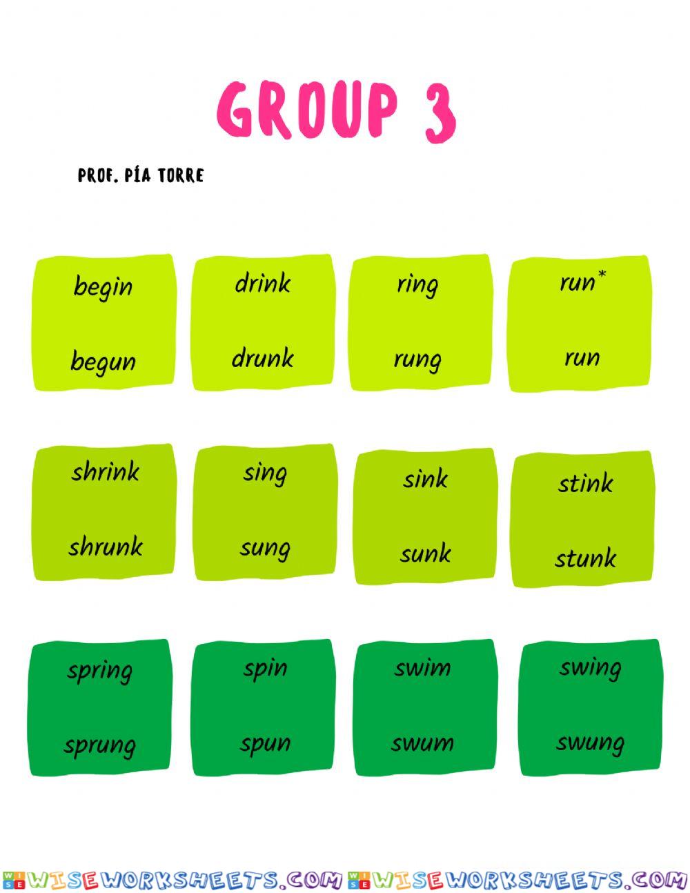 Group 3 Irregular verbs - Past and Past participle