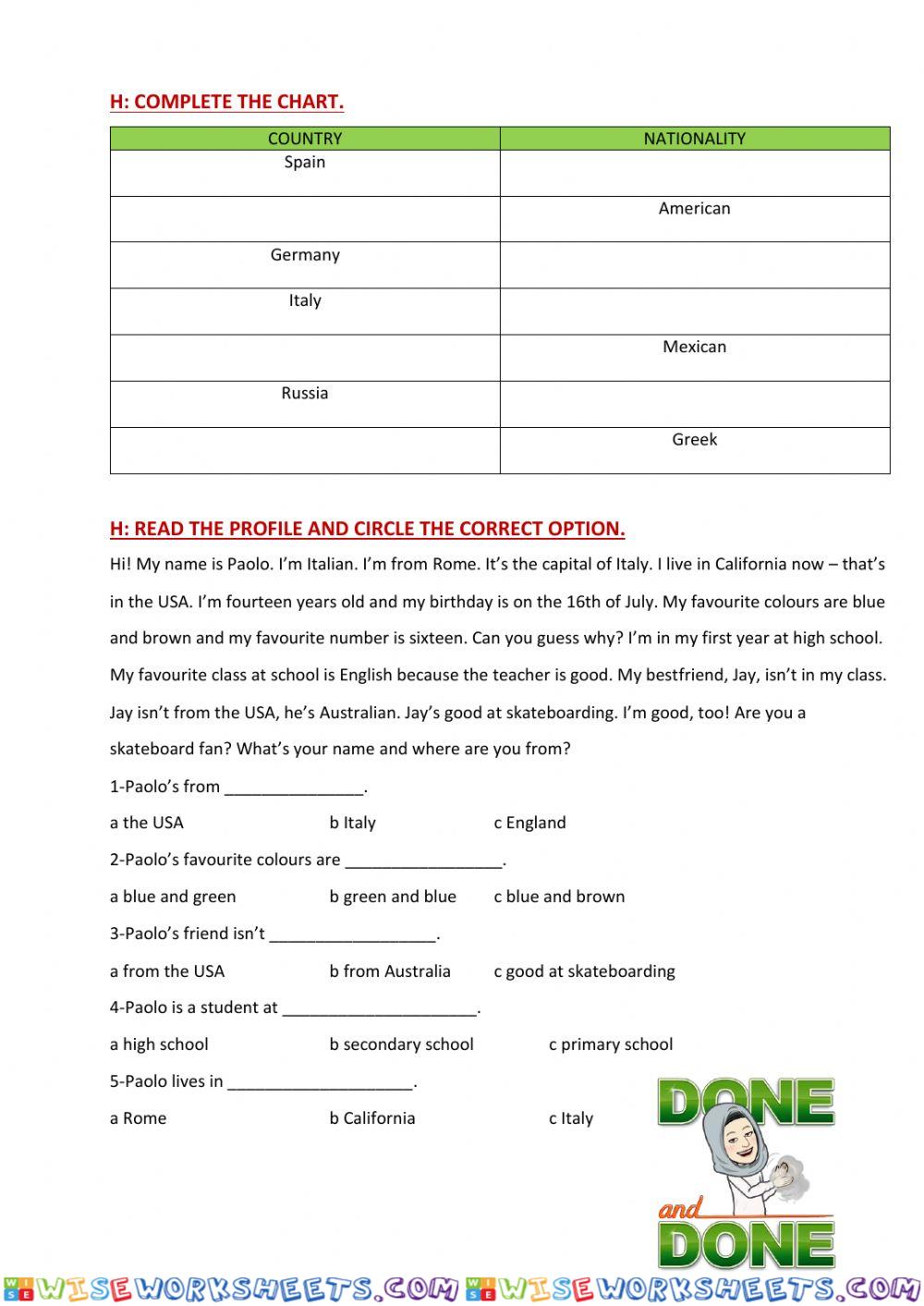 worksheet