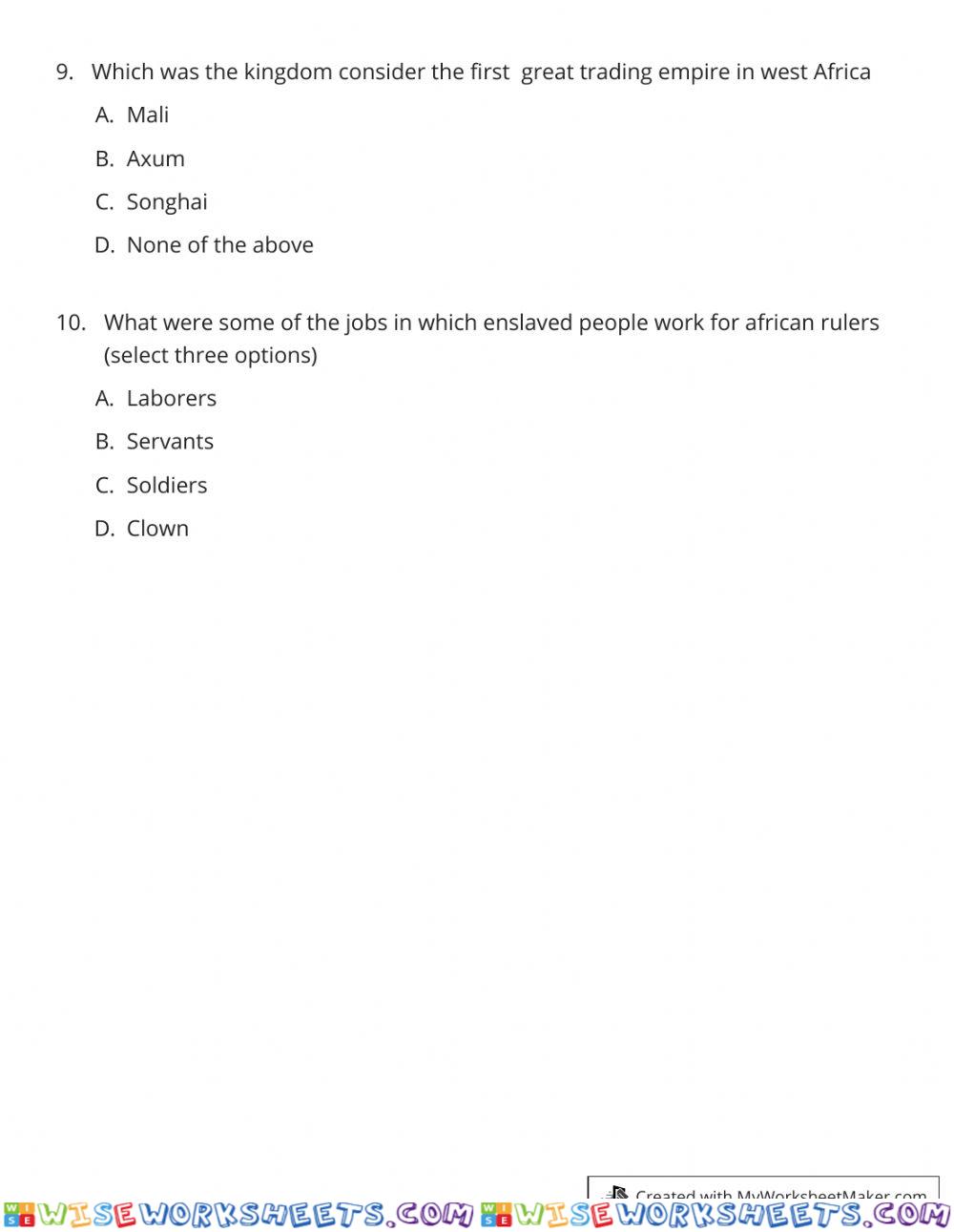 worksheet