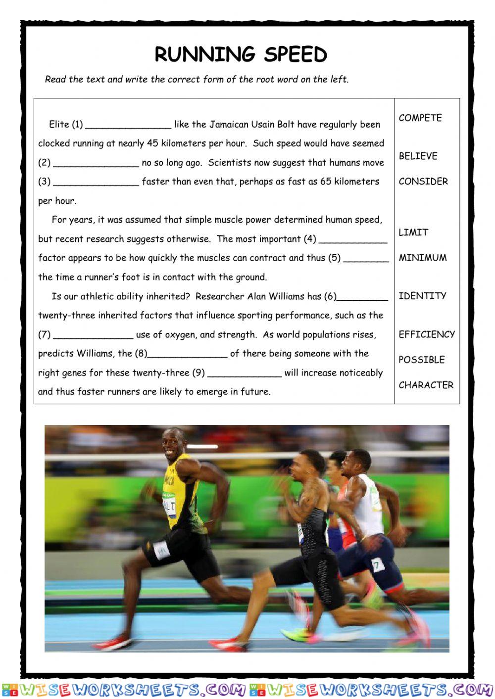 Running Speed - FCE Word Formation