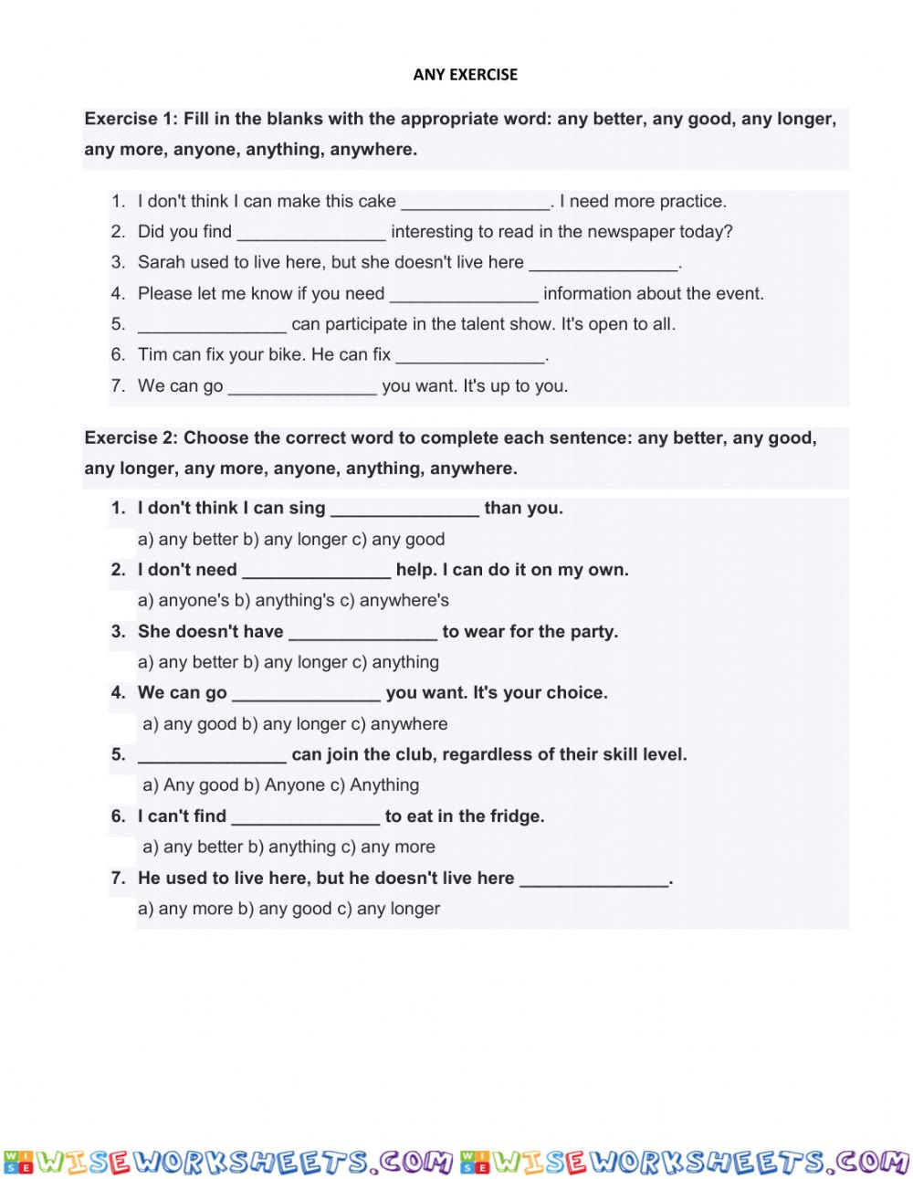 Any exercises