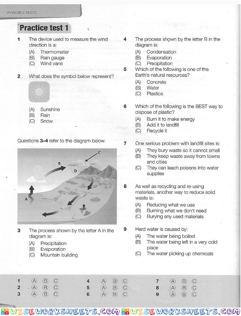 Pass CPEA Science Practice Worksheet 1
