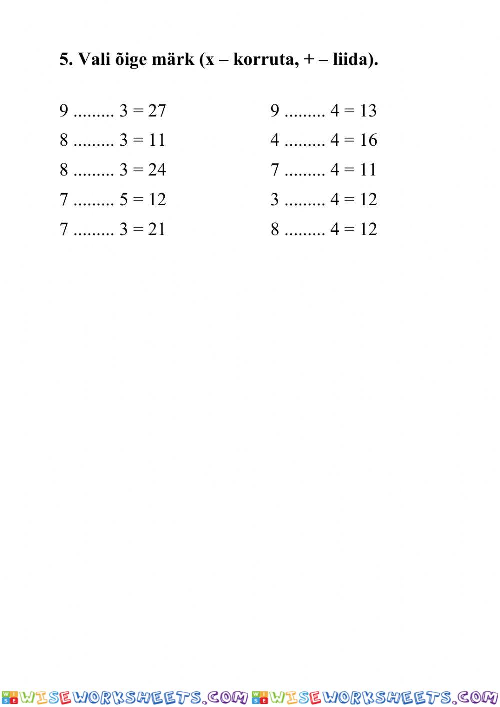 worksheet