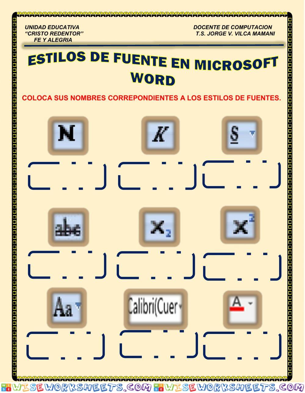 Estilo de fuentes en microsoft word