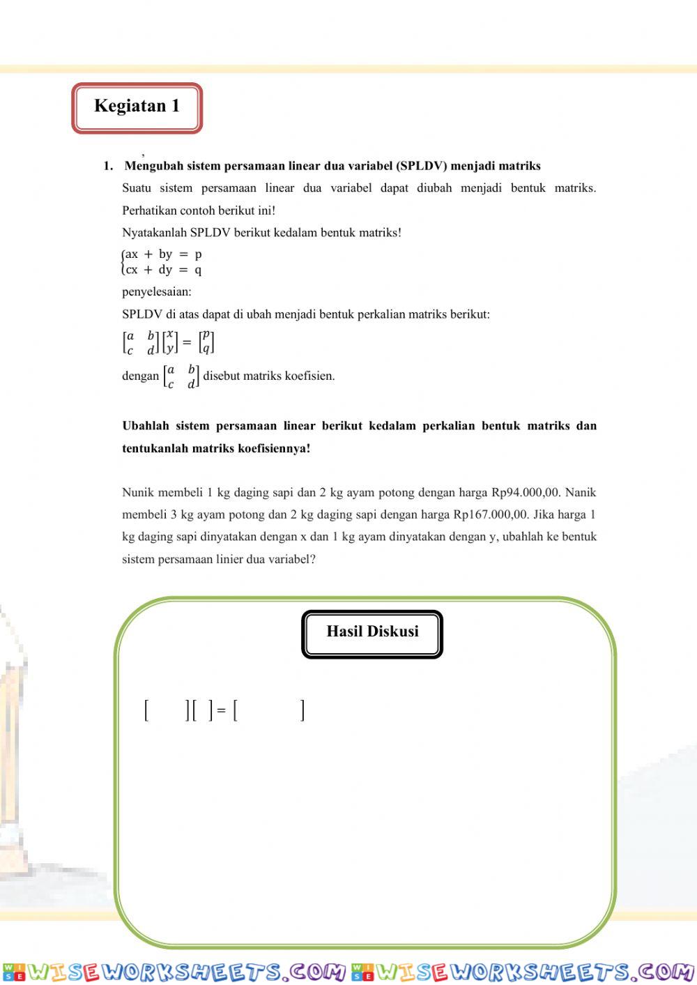 worksheet