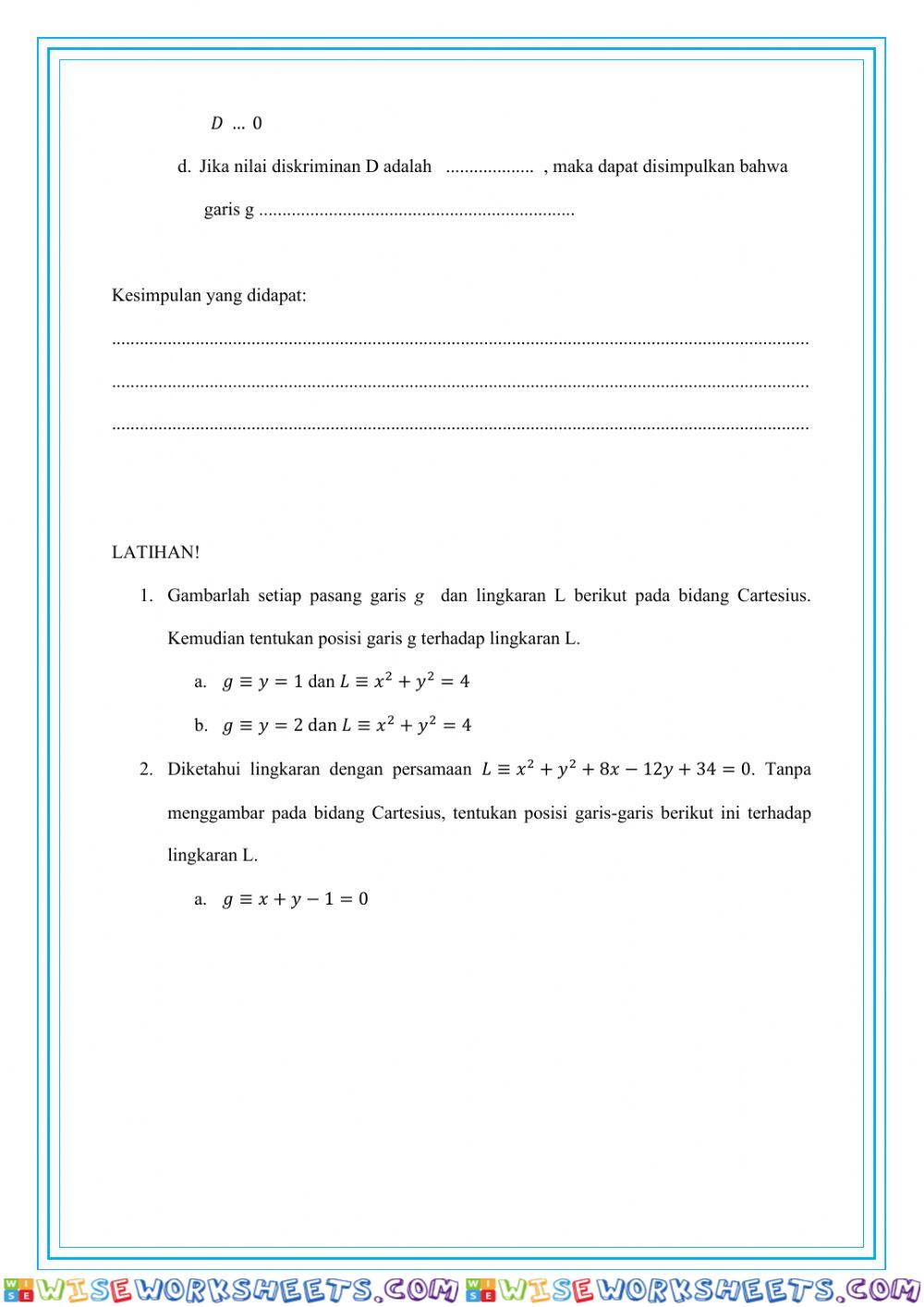 worksheet