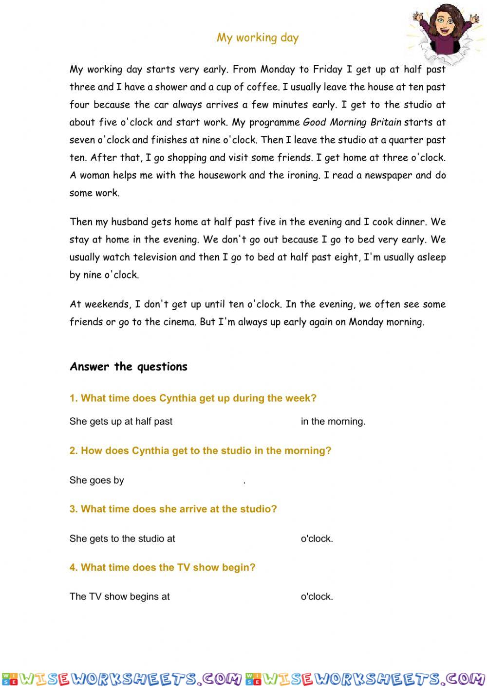 Reading. My working day
