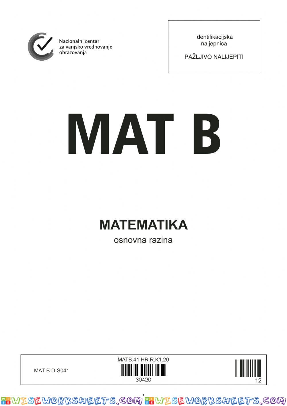 MATEMATIKA - B razina-lipanj 2018.