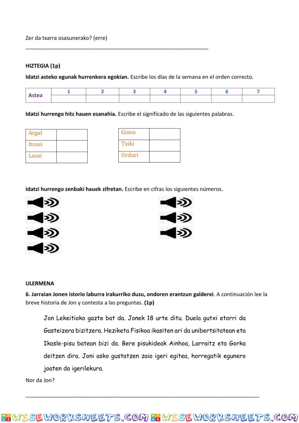 worksheet