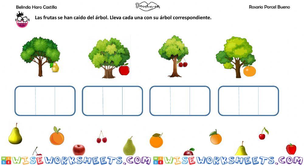Asociar imágenes: frutas y árboles