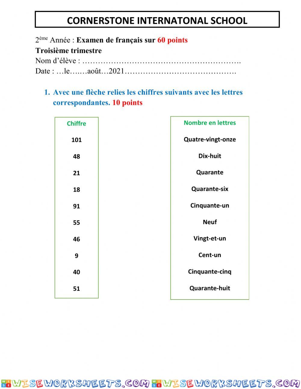 French work for Grade Two