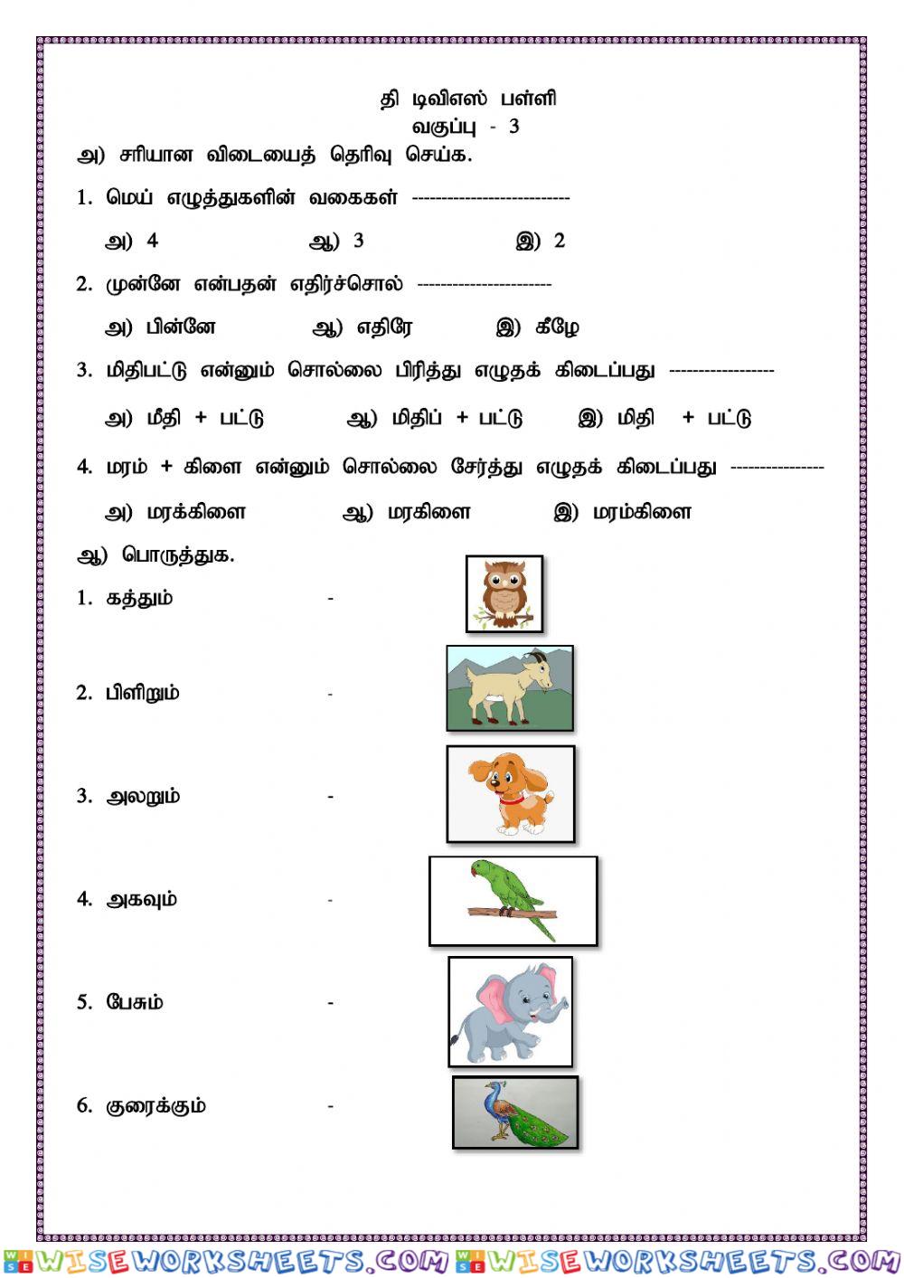 Class 3 Worksheet 2