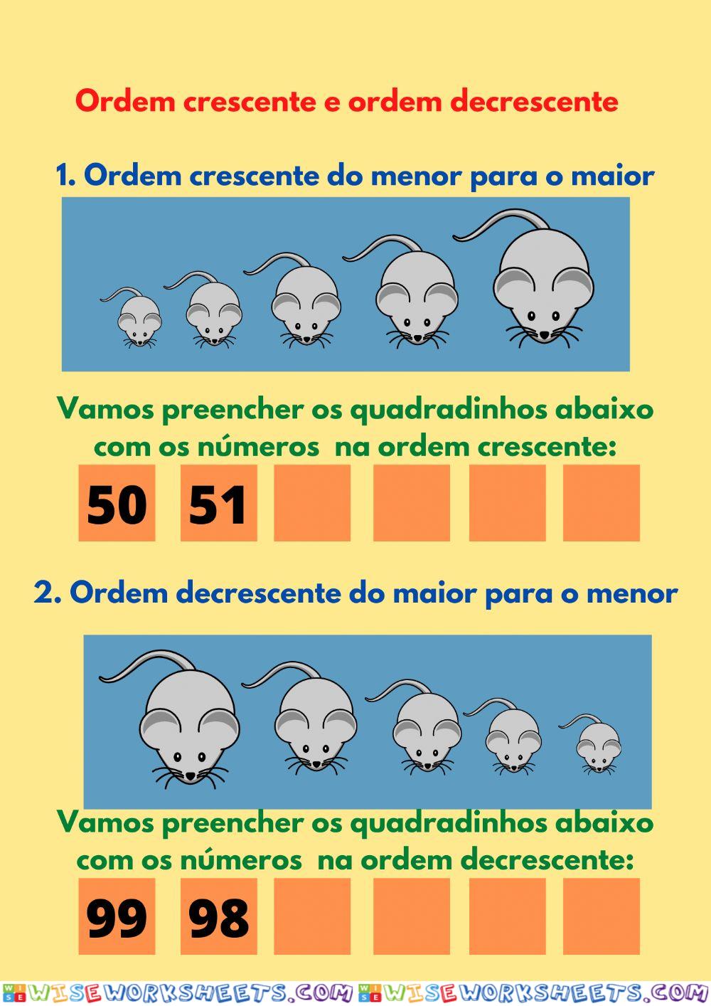 Ordem crescente e decrescente