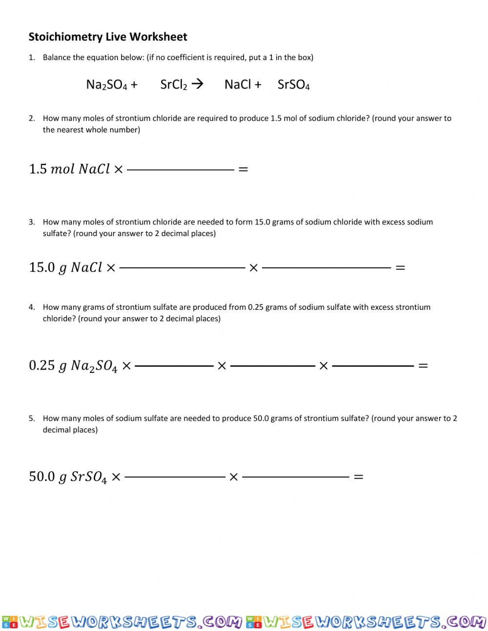 Stoichiometry Practice