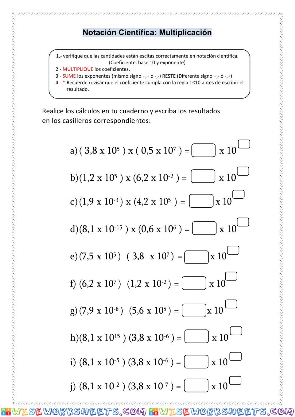 Notación científica: Multiplicación