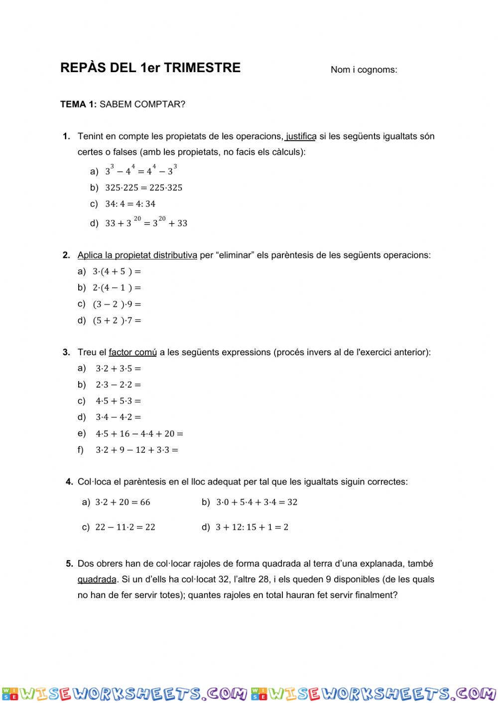 Repàs Tema 1: Sabem comptar