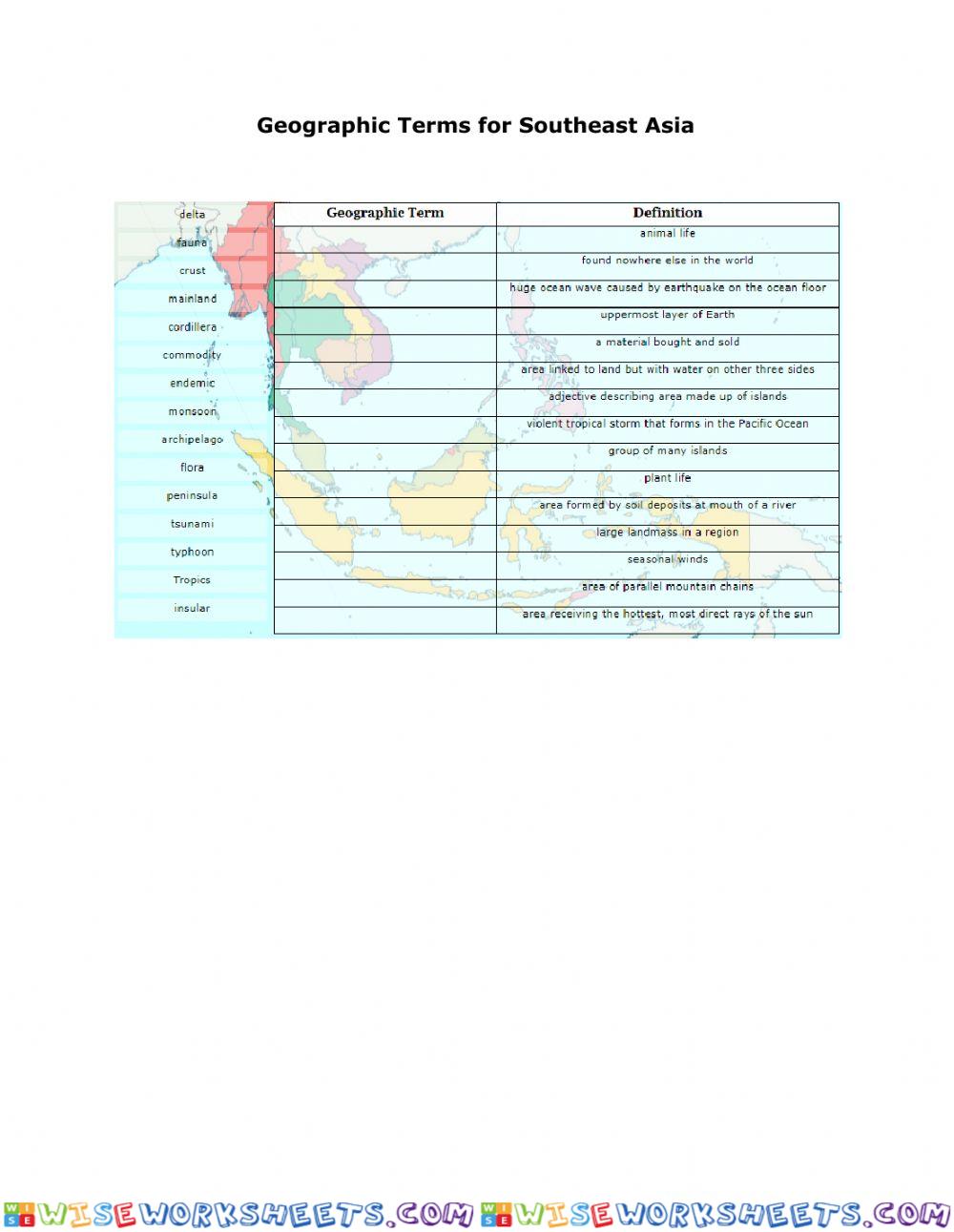 Geographic Terms for Southeast Asia