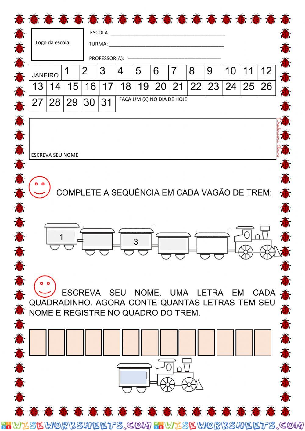 Calendário e sequencia numérica