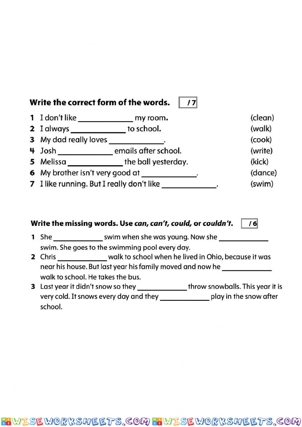 Grammar 3rd could can- ing