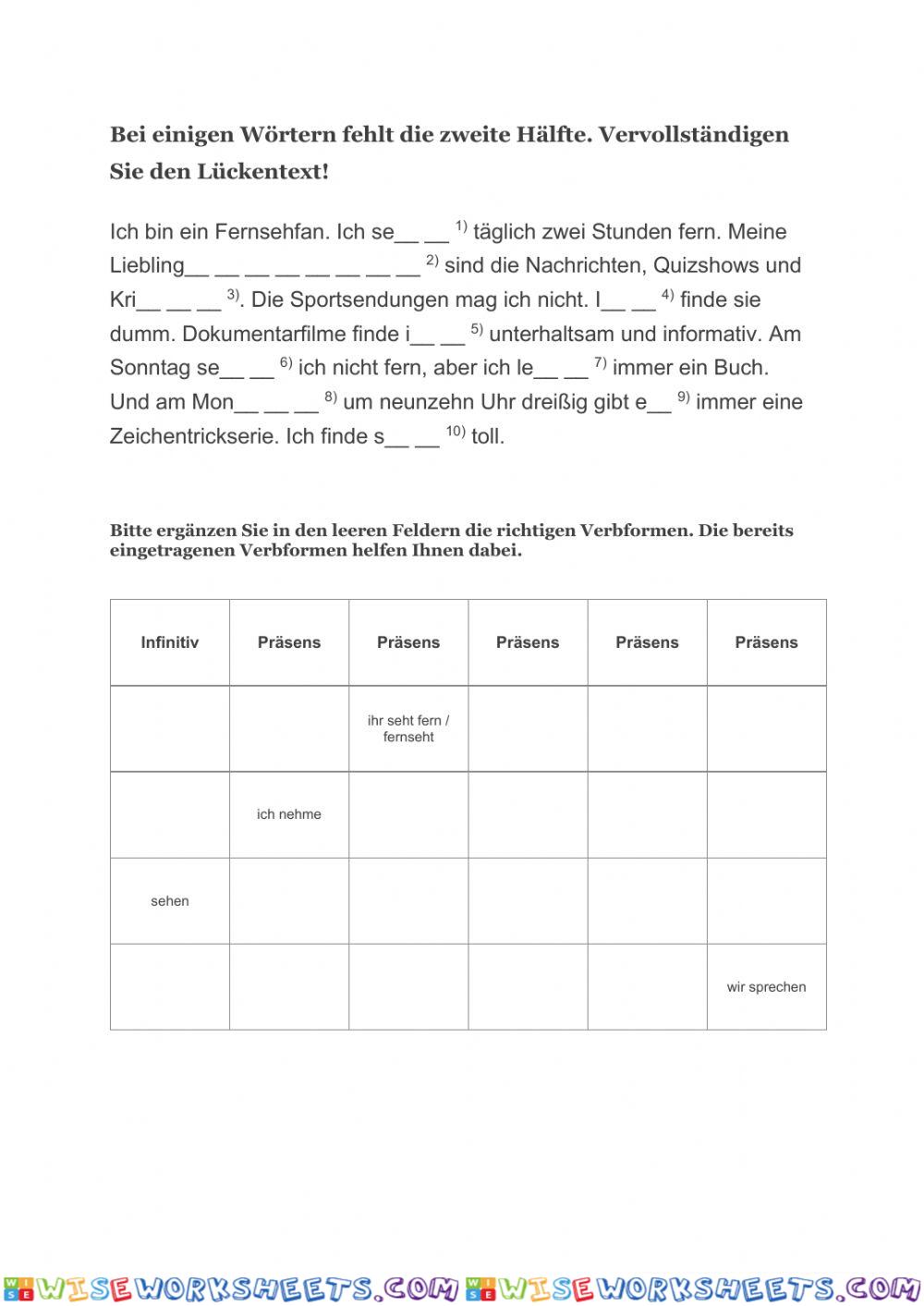 Fernsehen zum Lehrwerk Wir neu 1