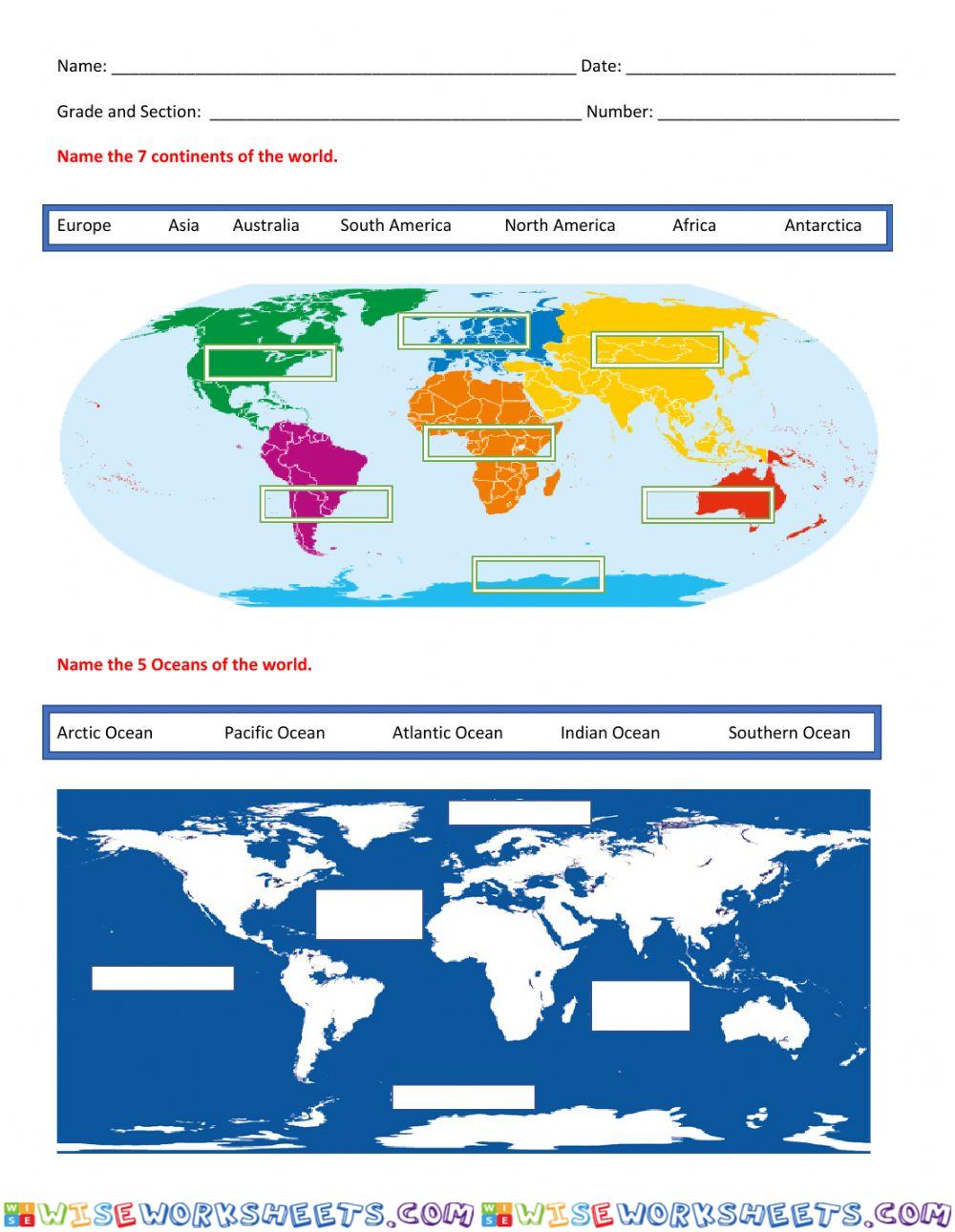 Oceans and Continents