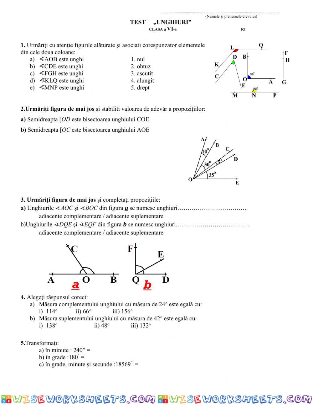 Test unghiuri