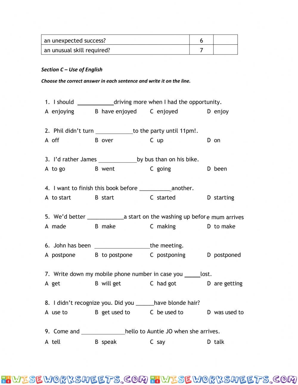 worksheet