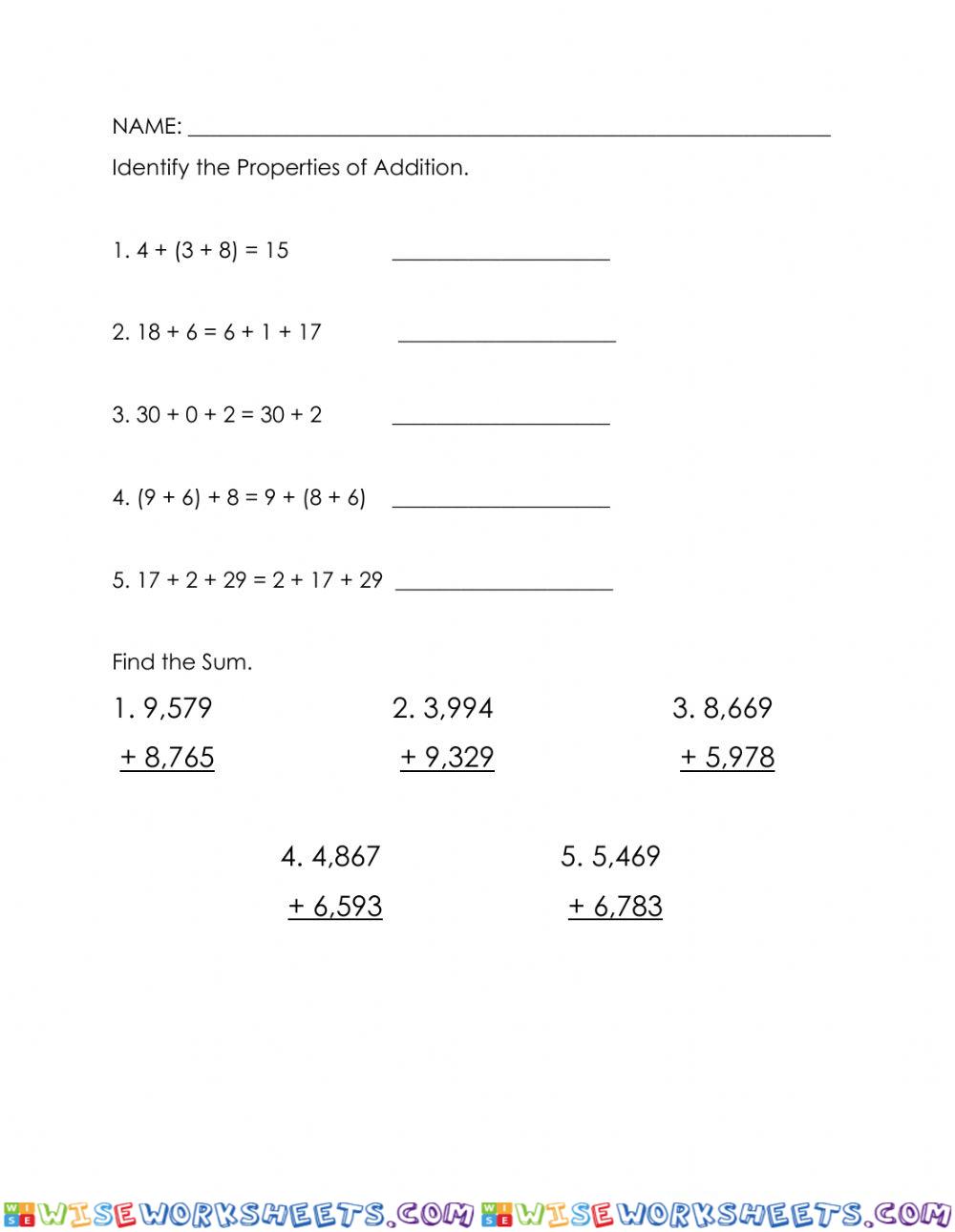 Addition Properties
