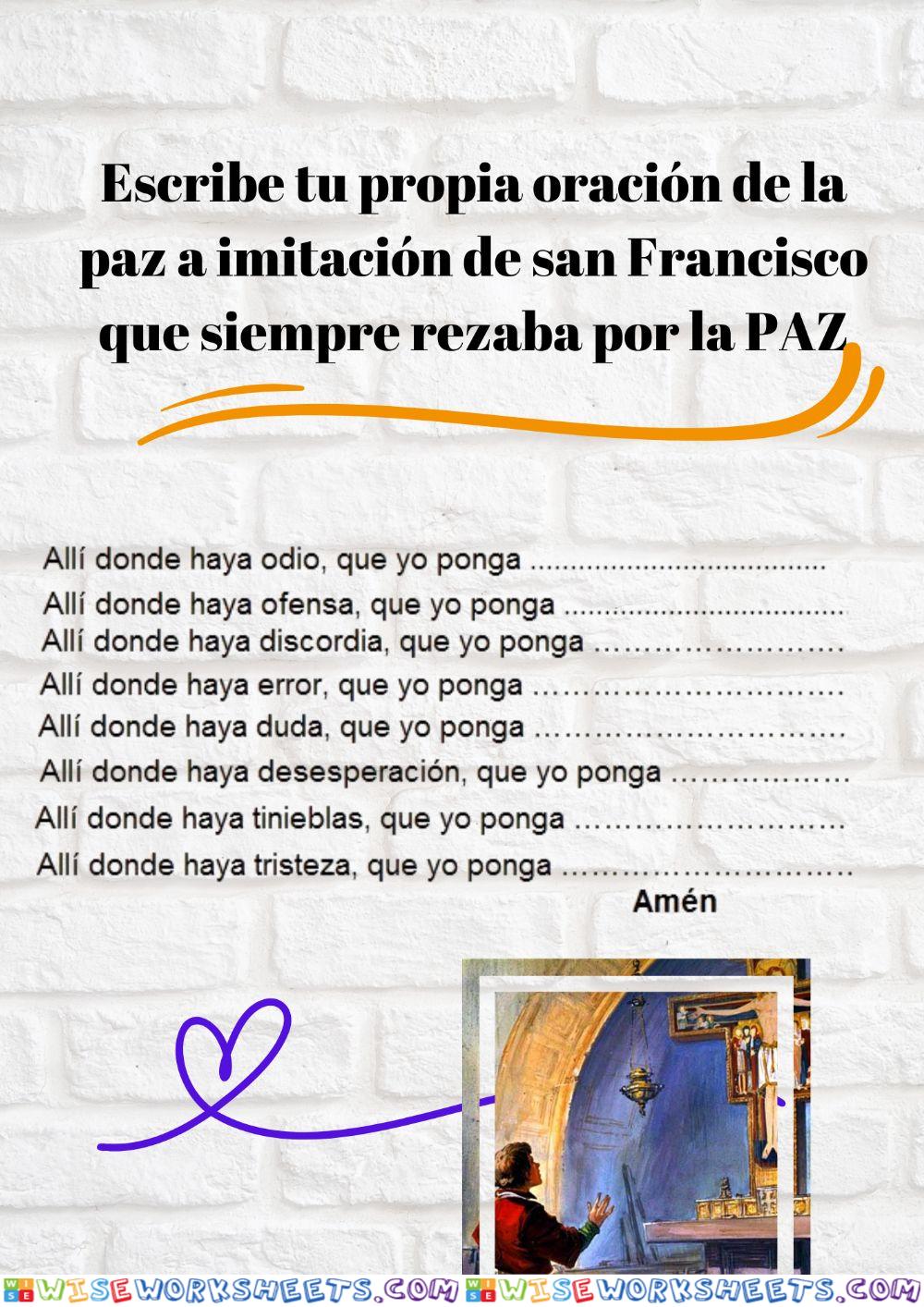 ORACIÓN de la paz de san Francisco