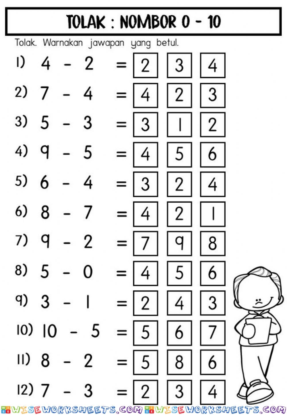 Matematik - operasi tolak