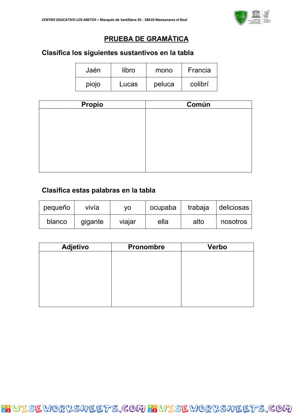 Prueba gramática