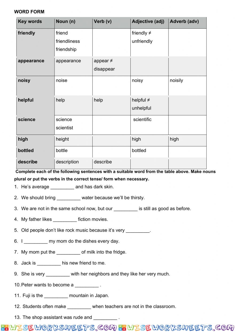 worksheet