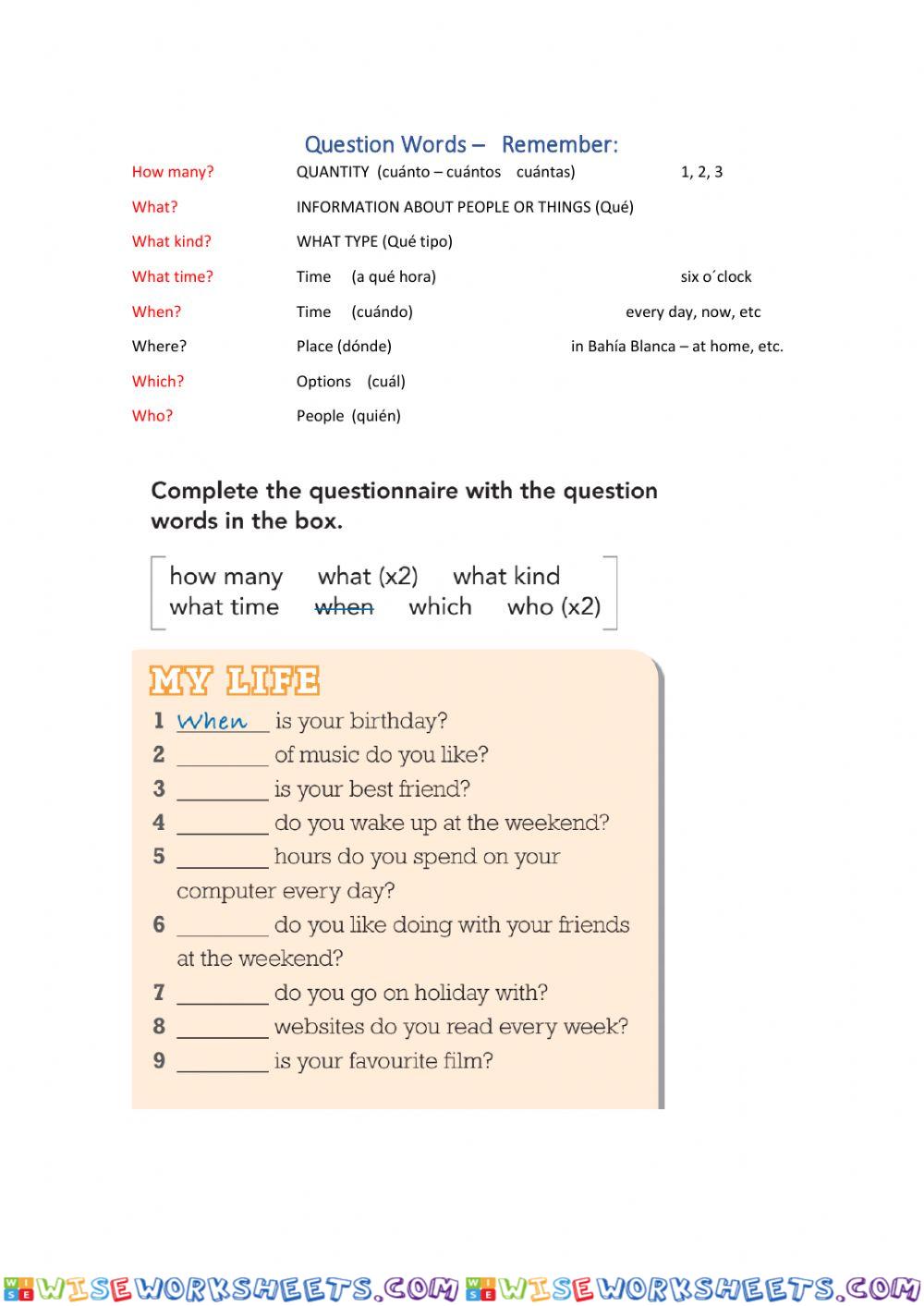 Question words