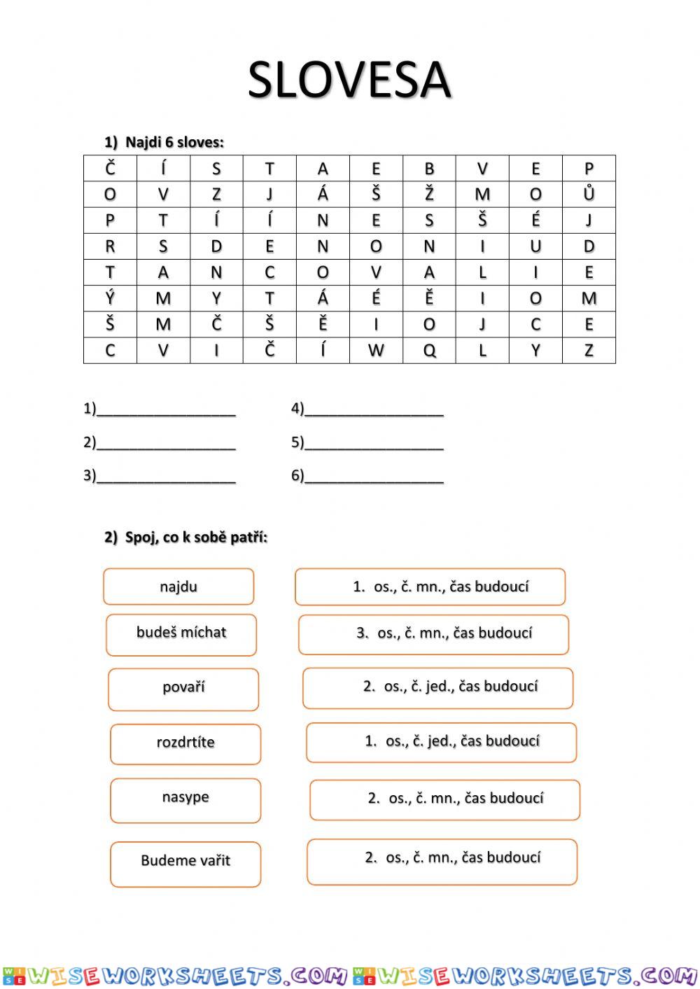 Pracovní list - Slovesa