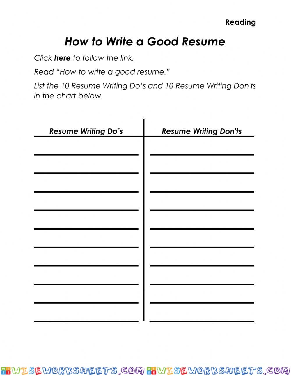 Resume Writing Do's and Dont's
